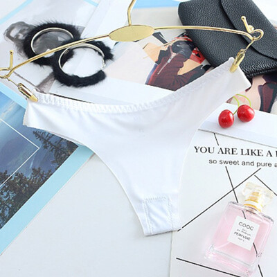

Ice Silk Thong Sexy Pantie Seamless G String for Women Underwear Ladies String Underpants Low Waist Bikini sexy solid color