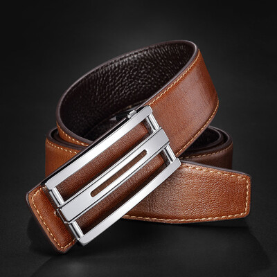 

Guangzhou factory new mens belt leather belt smooth buckle mens casual belt spot can be customized