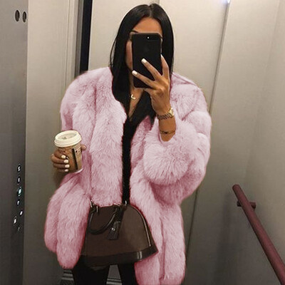 

Roseonmyhand Women Plus Size Short Faux Coat Warm Furry Jacket Long Sleeve Outerwear