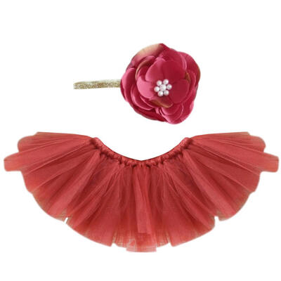 

2pcsset Cute Kids Girls Flower Hairband Bowknot Tutu Skirt Photo Props