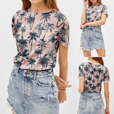 

Starmoon Fashion Women O-Neck Short Sleeve Floral Print Casual Top Blouse T-Shirt
