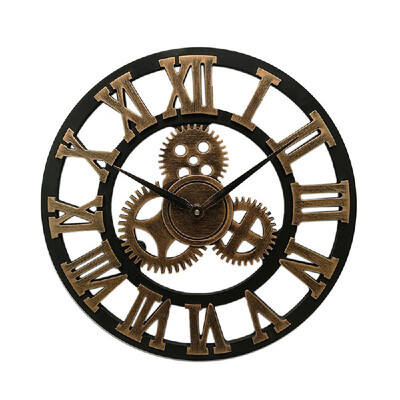 

Retro Decorative Wag-On-The-Wall 3D Vintage Steampunk Gear Handmade Wooden Wall Clock