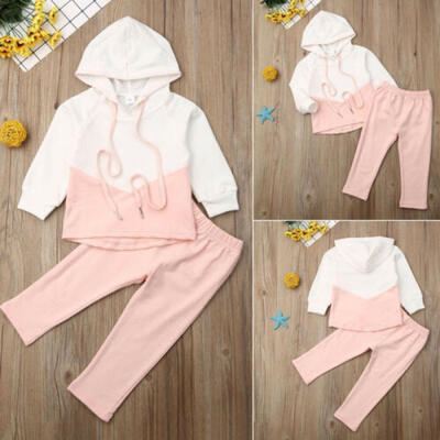 

2pcs Autumn Toddler Baby Kids Girl Hooded Tops Tracksuit Pants Outfits Clothes