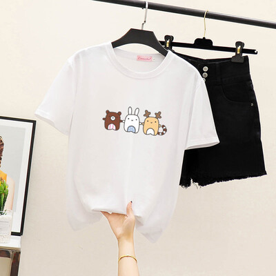 

Ladies Printed Basic Tee Short Sleeve Casual Tops Round Neck Sports Gym T Shirt