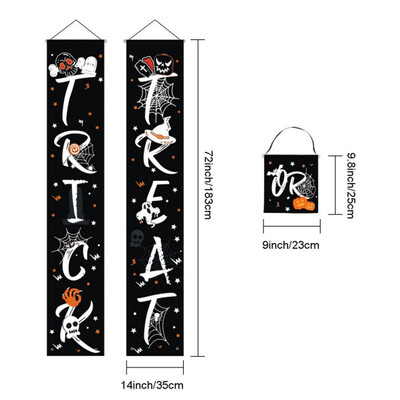 

Halloween door cover decor Trick Or Treat Banner Halloween Hanging Sign For Home Office Porch Front Door Display Decorations