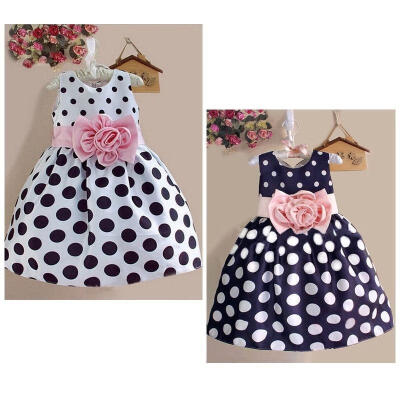 

Baby Flower Girl Dress Party Polka Dot Gown Formal Bridesmaid Dresses One-piece