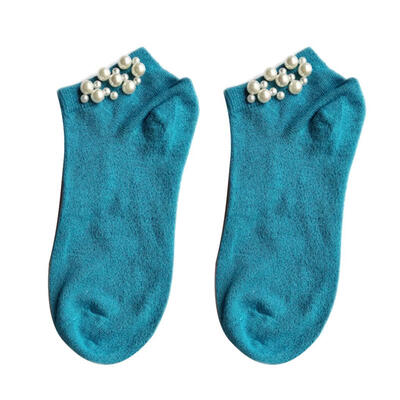 

Fashion Shimmers Faux Pearl Beading Breathable Cotton Women Elastic Short Socks