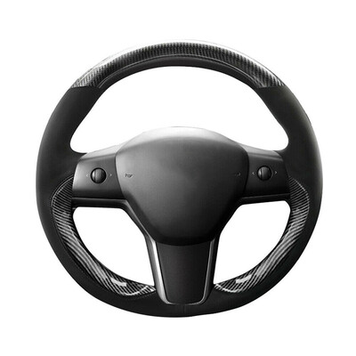 

1 Steering Wheel Sleeve Cover For Tesla Model 3 DIY Hand-stitch Carbon Fiber