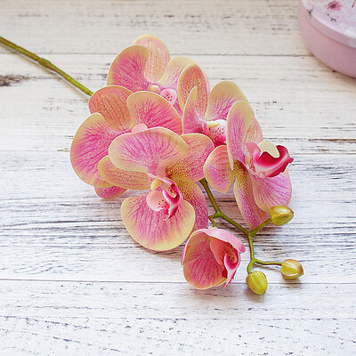 

Artificial 6 Head Butterfly Orchid Faux Flower Vase Arrangement Home Hotel Decor