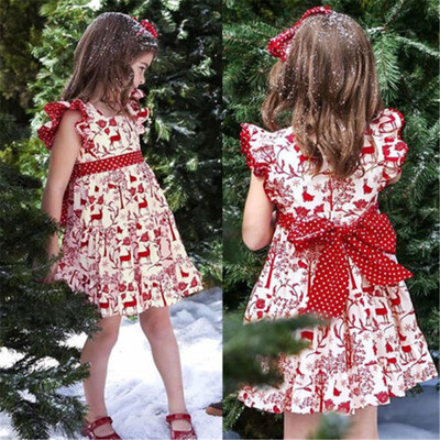 

Christmas Princess Kids Baby Girls Cartoon Bowknot Pageant Party Gown Tutu Dress