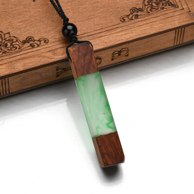 

Hot Natural wood resin Pendant Necklace for Women Men long chain woven rope chain Necklace statement Jewelry Gift