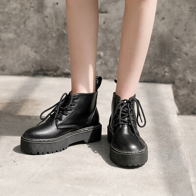 

Martins boots female British style handsome short boots ins thin boots high thick sole spring&autumn boots