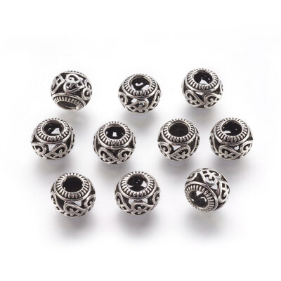 

Tibetan Style Alloy European Beads Large Hole Beads Rondelle Antique Silver 11x9mm Hole 5mm