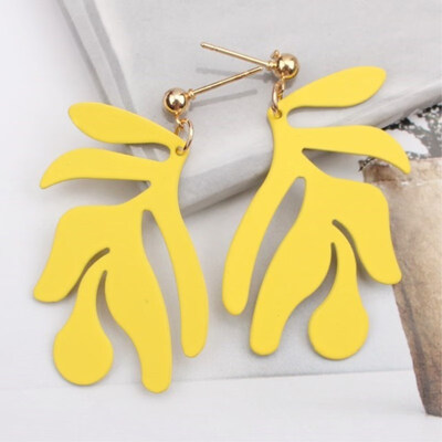 

EK752 Big Leaf Drop Earrings for Women Korean Fashion Metal Spray Painted Earrings Wedding Jewelry Statement Pendientes Gift