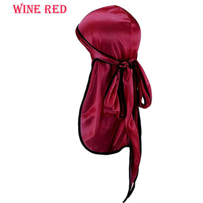 

Men Women Velvet Silky Durag Hat Bandanna Long Tail Pirate Cap Headwear