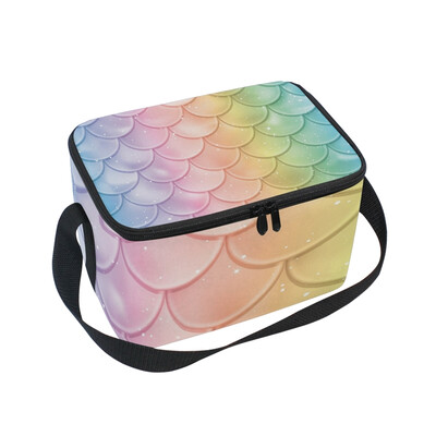 

ALAZA Insulated Lunch Box Mermaid Tail Texture Lunch Bag for Men Women Portable Tote Bag Cooler Bag