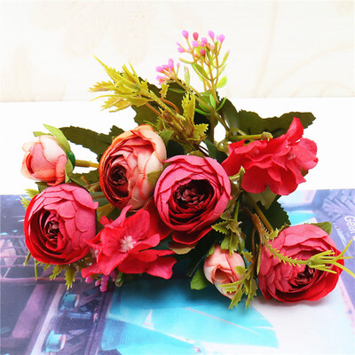 

〖Follure〗1 Bouquet Vintage Artificial Peony Silk Flowers Bouquet for Decoration