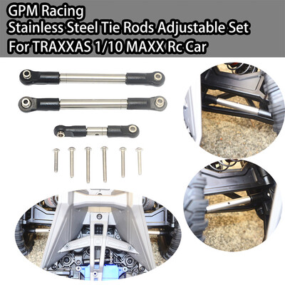 

Siaonvr GPM Racing Stainless Steel Tie Rods Adjustable Set For TRAXXAS 110 MAXX Rc Car