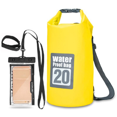

5L 10L 15L 20L Outdoor Waterproof Dry Backpack Roll-top Floating Bag with 63 Waterproof Phone Case for Kayaking Rafting B