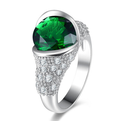 

Natural Accessories Women Fashion Ring Wedding Gemstones Green Gemstones Green Modern Jewelry Engagement Exquisite Filled