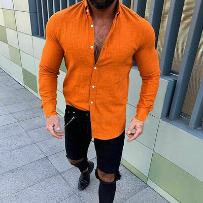 

Mens Linen Long Sleeve Shirt Summer Cool Loose Casual V-Neck Shirts Tops -3XL