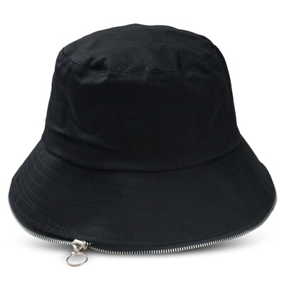

Unisex Solid Color Cotton Zipper Embellished Outdoor Sun Cap Bucket Hat