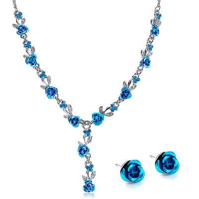

Fashion Acrylic Red Rose Jewelry Set For Women Bridal Wedding party Gorgeous