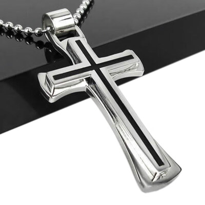 

Men Cool Stainless Steel Cross Pendant Chain Necklace Valentines Day Gift
