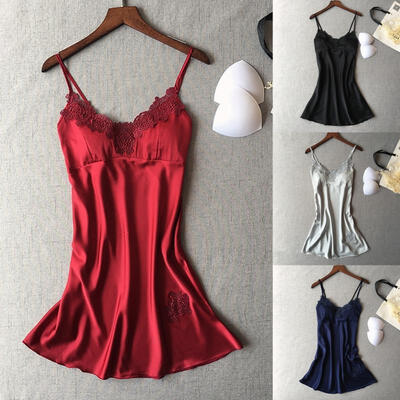

New Women&39s Satin Silk Sleepwear Pajamas Nightdress Lingerie Night Dress Skirt
