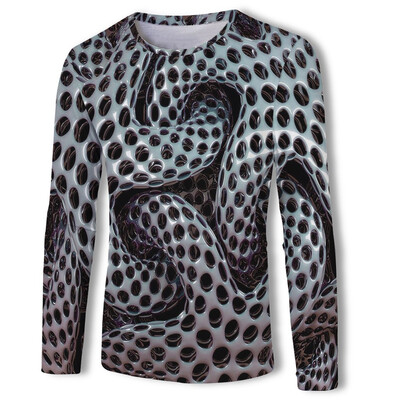 

Toponeto Men Funny 3D Print Round Neck Long Sleeve T Shirt Tops Casual Daily Blouse