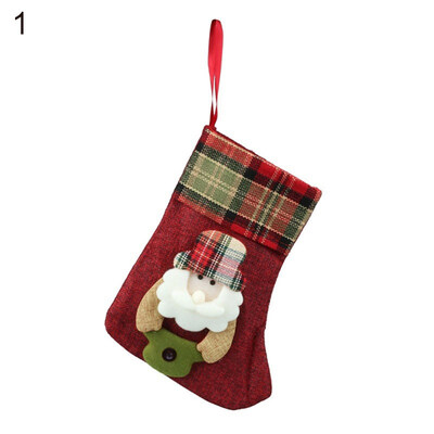 

Xmas Stocking Hanging Ornament Santa Elk Snowman Christmas Tree Party Gift Bag