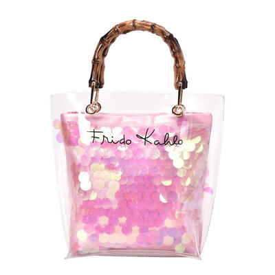 

2pcsset PVC Clear Shoulder Handbags Clutch Women Chain Crossbody Bags
