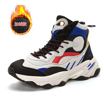 

High-top sneakers mens fashion color matching tide shoes non-slip fitness running shoes