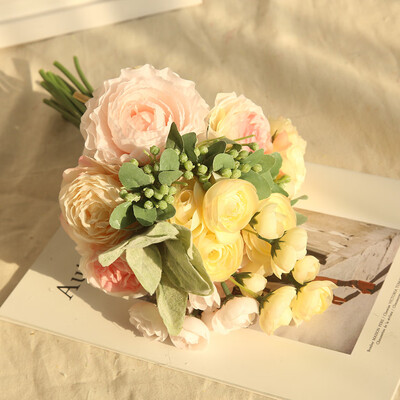 

Toponeto Multicolor Phantom Rose Peony TOP Silk Flowers Bouquet Single Decor Wedding