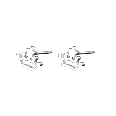 

Simple Titanium Steel Crown Pentagram Stars Stud Earrings Prevent Allergy Fashion Stud Earrings For Women Wholesale High Quality