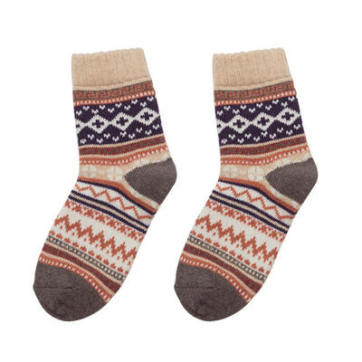 

Winter Vintage Women Colorful Geometric Print Thicken Warm Elastic Crew Socks