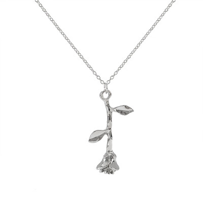 

Rose Gold long initial Necklace Gift for Women personalized flower pendant necklace Silver Woman Chain Statement Necklaces
