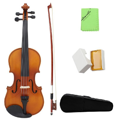 

ammoon Full Size 14 Violin Fiddle Natural Acoustic Solid Wood Spruce Front Board Flame Maple Veneer for Beginner Student Performe