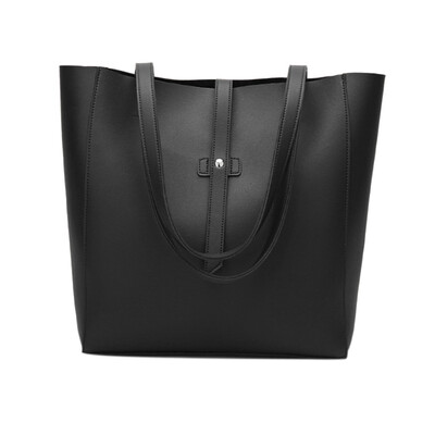 

Fashion PU Leather Bag Ladies Handbag Female Black Solid Color Shoulder Bags Women Tote Bag