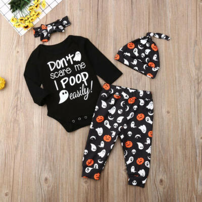 

UK Infant Baby Boy Girl Halloween Pumpkin Playsuit Romper Legging Clothes Outfit