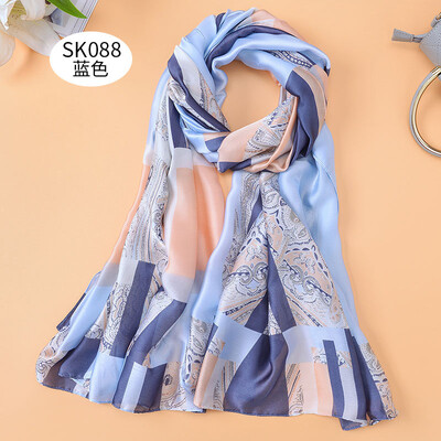 

2018 new silk scarves silk scarves womens scarves womens simulation silk scarves sunscreen shawl tourism