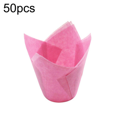 

50Pcs High Temperature Resistant Cake Paper Cup Tulip Muffin Baking Case Liners