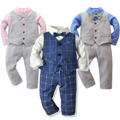 

Kids Baby Boys Gentleman Outfit Set Shirt Top Jacket Pants Wedding Party Clothes