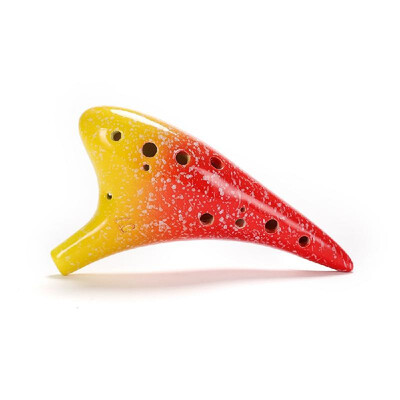 

12 Holes Ceramic Ocarina Alto C Starry Style Musical Instrument with Lanyard Music Score Protective Bag For Music Lover&Learne