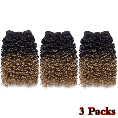 

8 inch Weave Hair Extension Afro Kinky Curly Weft Hair Weave Bundles Synthetic Braid Hair Mambo Twist Ombre Hair for Women