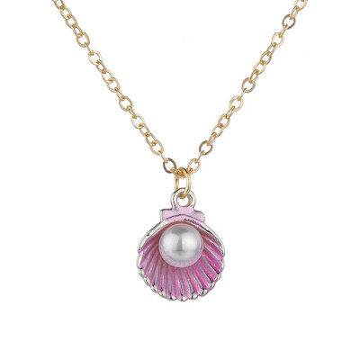 

New Multicolor Shell Pearl Pendant Simple Exquisite Sweet Girl Fashion Jewelry Summer Gift Clothing Accessories Gold Necklace