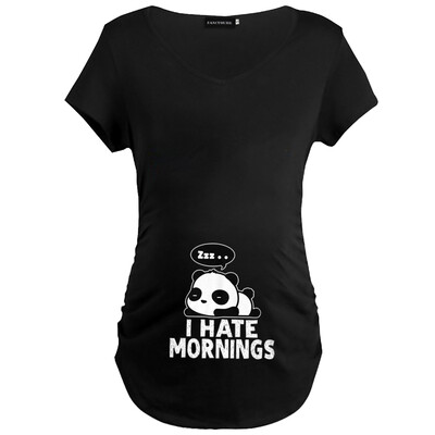 

Pregnant Women Short Sleeve Panda Printed T-Shirt V-Neck