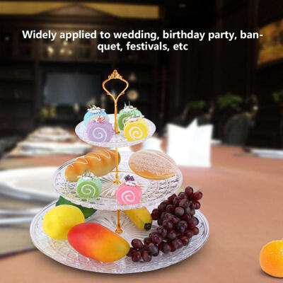 

Greensen 3-Tier Acrylic Round Cake Tray Fruits Nuts Desserts Display Holder for Party Wedding Use