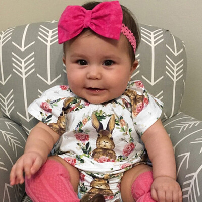 

Toddler Kid Baby Girl Cartoon Print Easter Rabbit Floral Bodysuit Romper Clothes