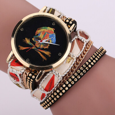 

New ethnic style series multi-color circle ladies watch
